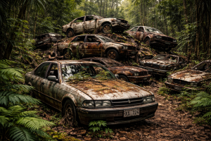 Unwanted junk cars ready for car for cash recycling